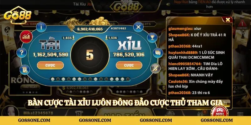 Bàn cược tài xỉu luôn đông đảo cược thủ tham gia