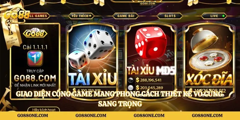 Giao diện cổng game mang phong cách thiết kế vô cùng sang trọng