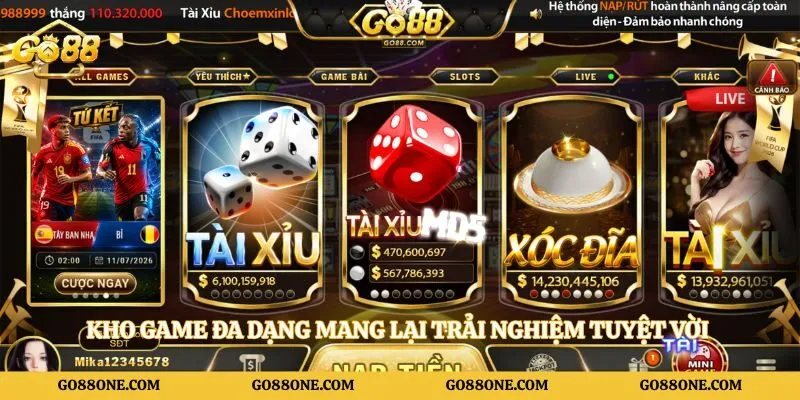 Kho game đa dạng mang lại trải nghiệm tuyệt vời 